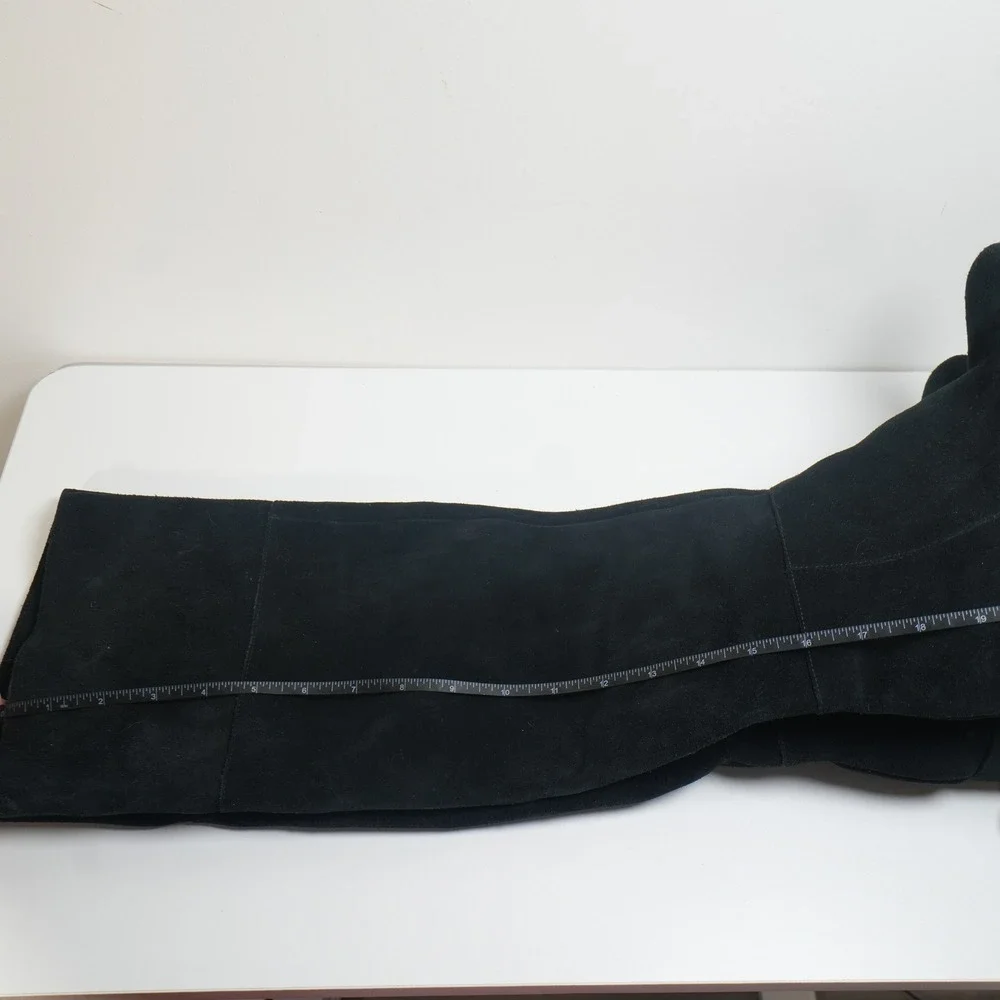 Clarks Over The Knee Boots Womens 9 Black Suede Block Heel Tall Fold Over‎ Cuff